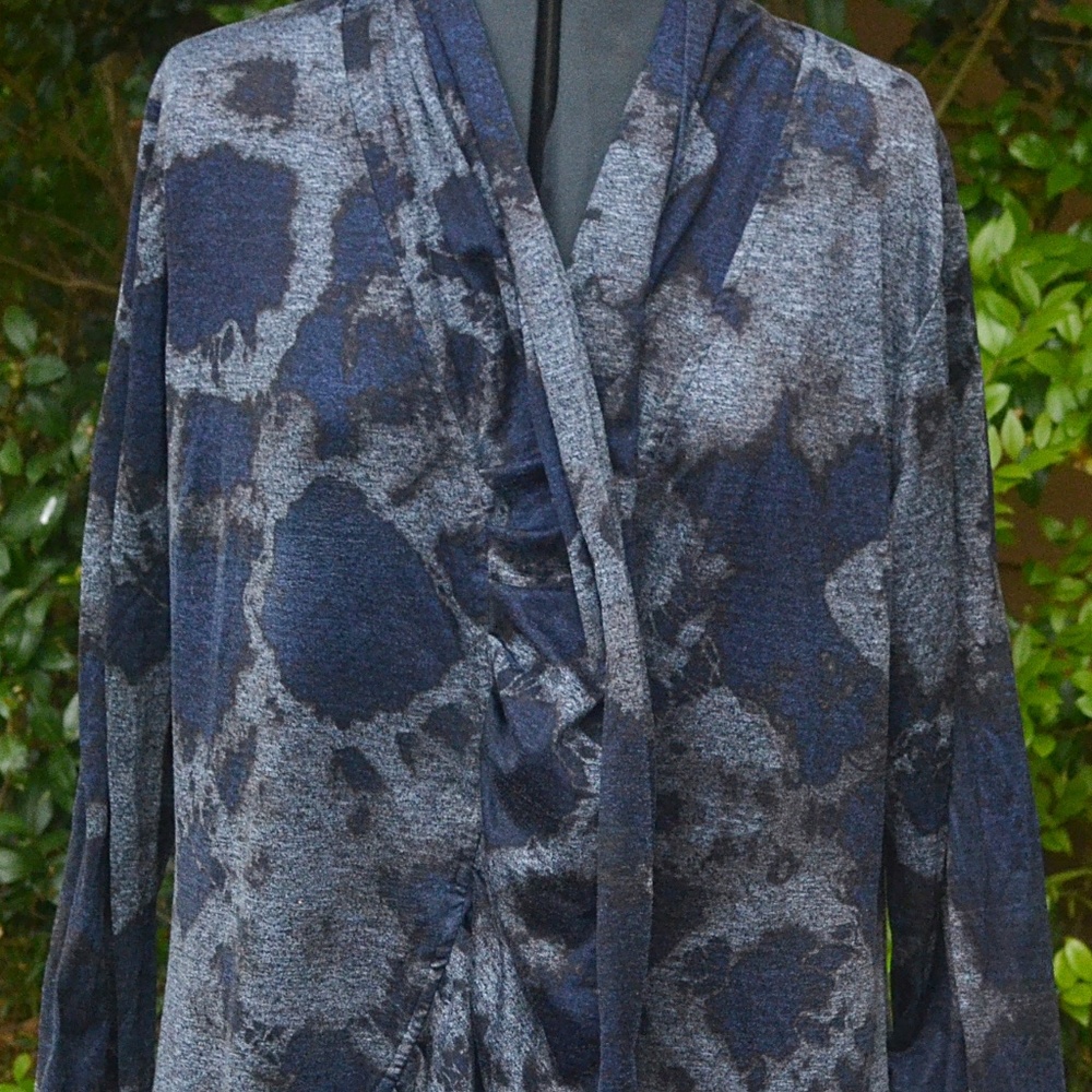 ROBERTO MAKALI PRINT CARDIGAN / BLUE / GRAY